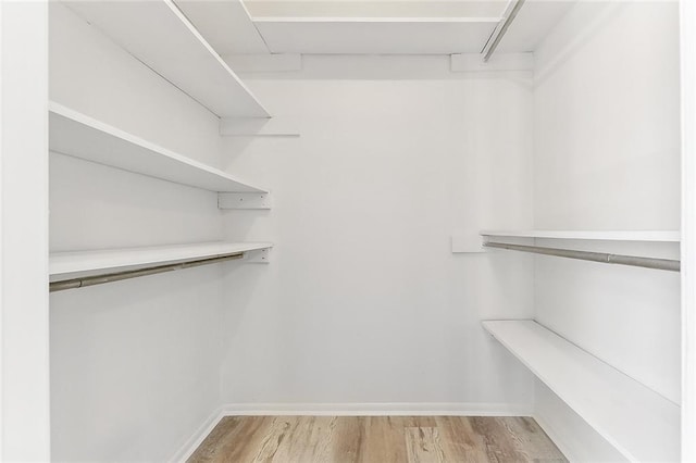 spacious closet with wood finished floors