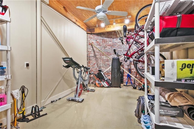 interior space featuring ceiling fan