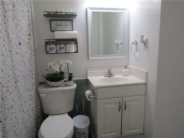 bathroom with toilet and vanity