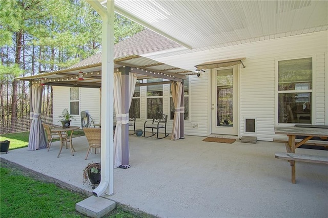 view of patio / terrace with a gazebo