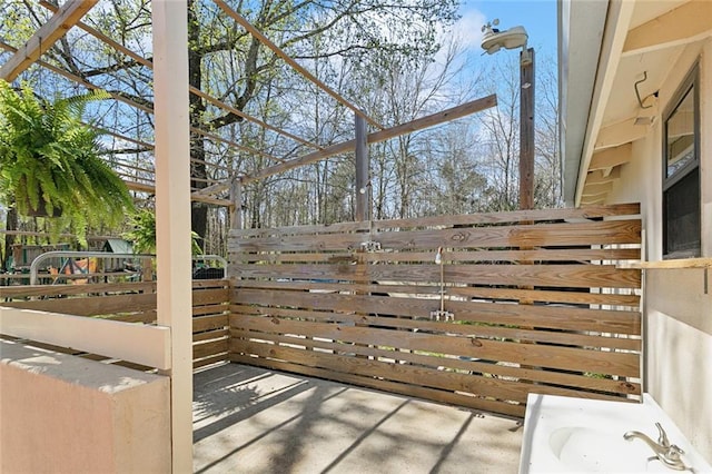 view of patio with a sink