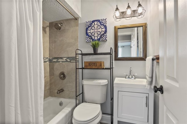 full bathroom featuring vanity, toilet, and shower / bath combo