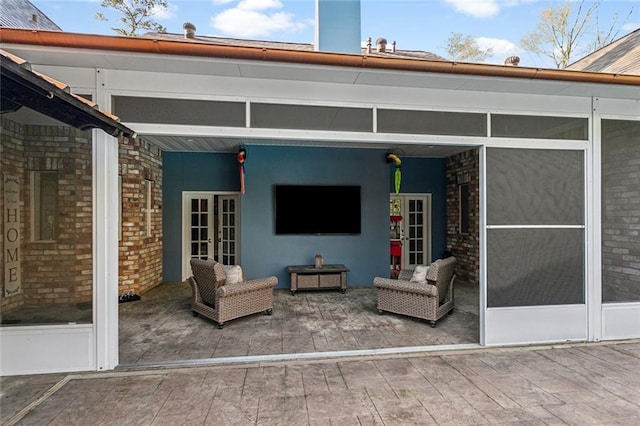 view of patio / terrace featuring outdoor lounge area and french doors