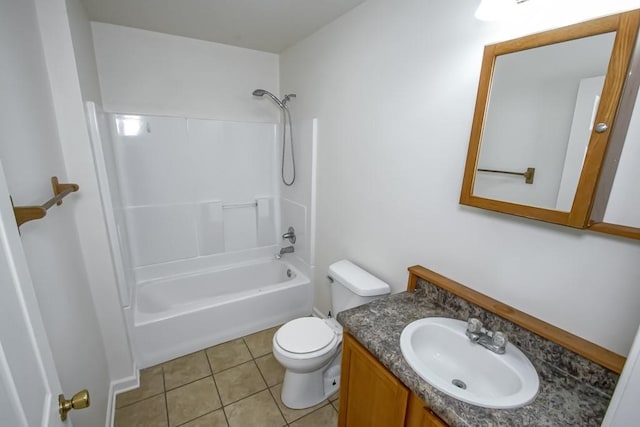 full bathroom with vanity, tile patterned floors, toilet, and shower / bath combination