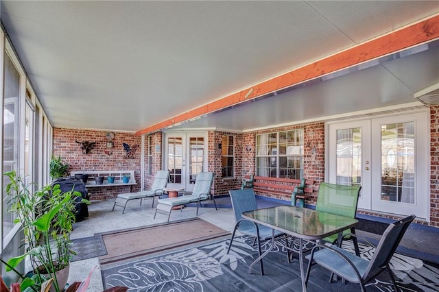 view of patio with french doors and outdoor dining area