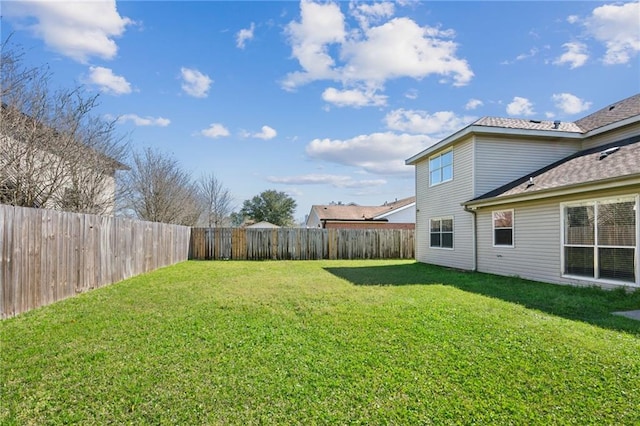 view of yard featuring a fenced backyard
