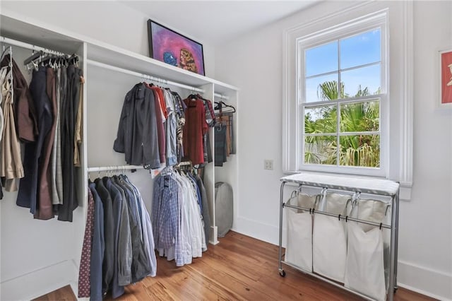 spacious closet with wood finished floors