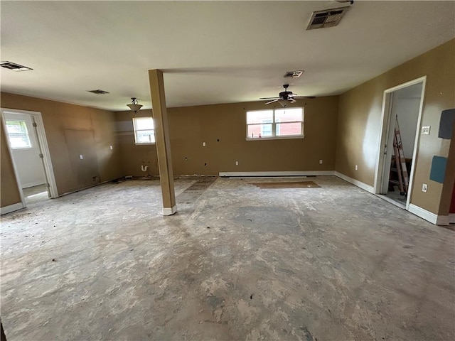 interior space featuring visible vents and a baseboard radiator