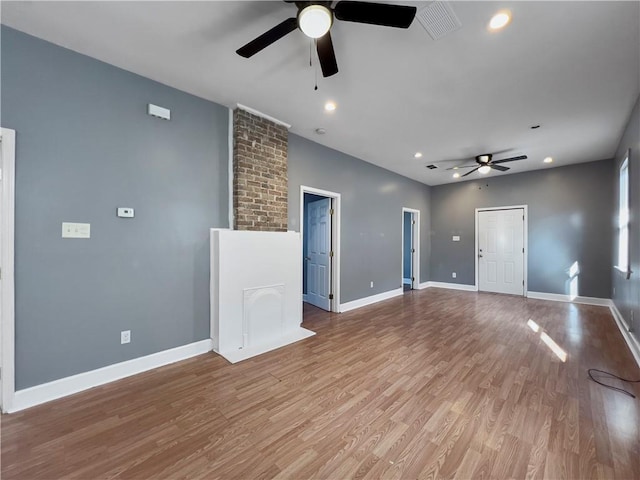 1824 Allen St, New Orleans, LA 70116 - unfurnished living room featuring a ceiling fan, wood finished floors, and recessed lighting