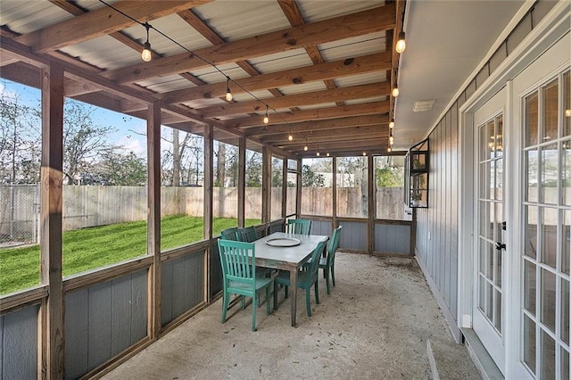 view of unfurnished sunroom