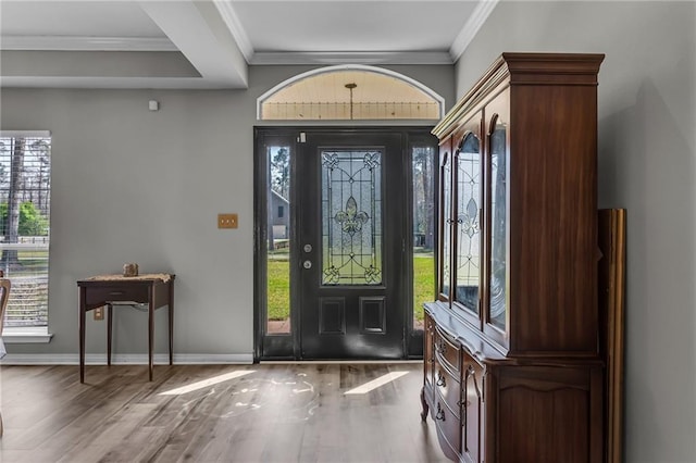 31501 River Pines Dr, Springfield, LA 70462 - entryway featuring plenty of natural light, ornamental molding, and wood finished floors