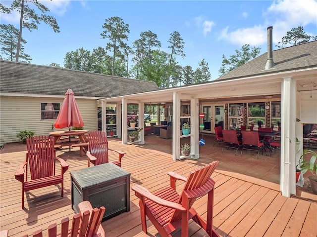 31501 River Pines Dr, Springfield, LA 70462 - deck featuring an outdoor living space and outdoor dining area