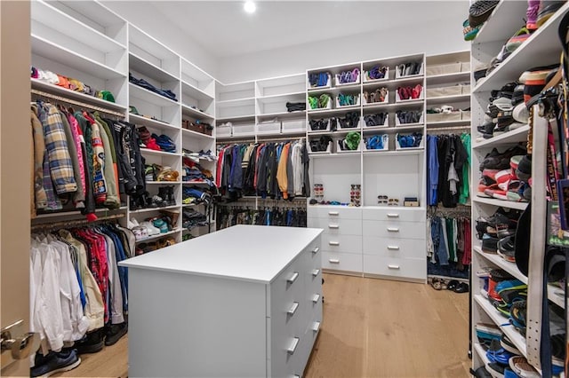 walk in closet featuring light wood-type flooring