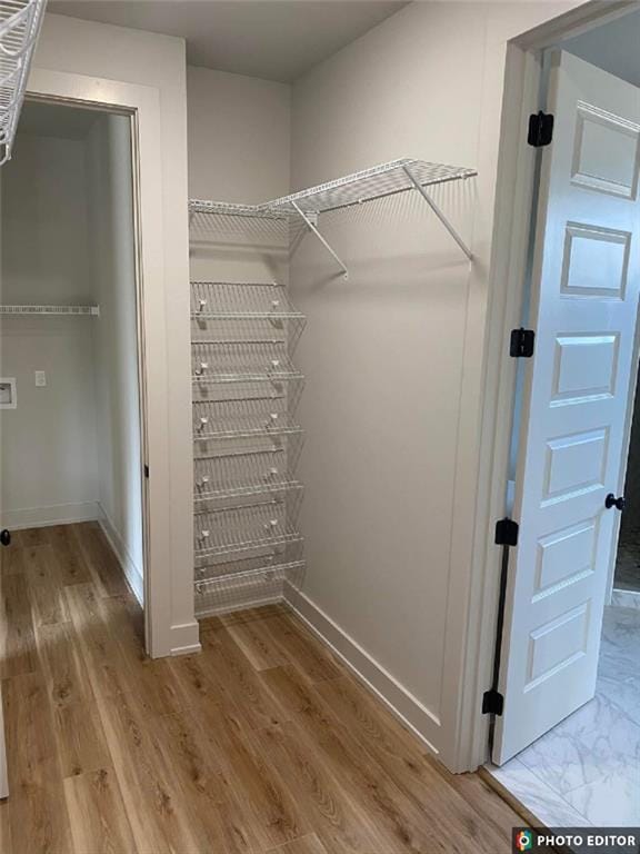 spacious closet with light wood-type flooring