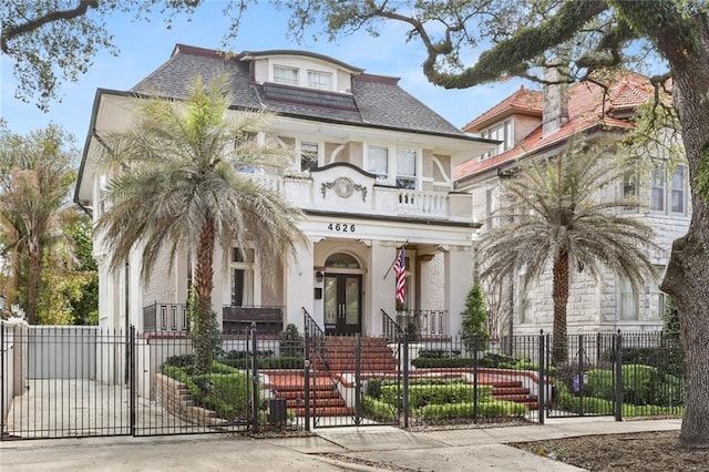 view of property featuring a fenced front yard