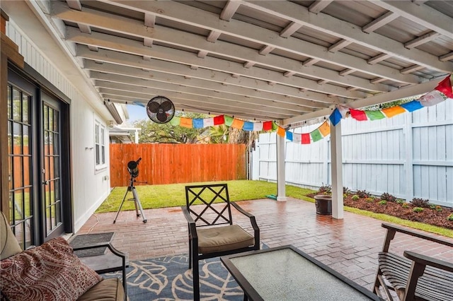 view of patio featuring a fenced backyard