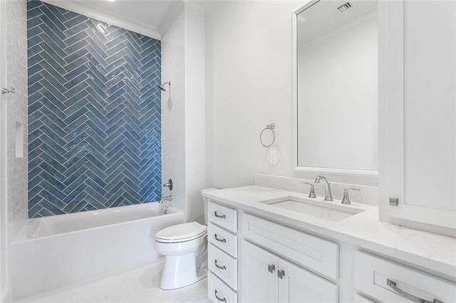 11 Khan Ct, Metairie, LA 70003 - full bath featuring crown molding, toilet, vanity, and tub / shower combination