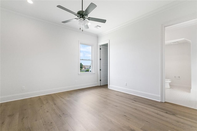 11 Khan Ct, Metairie, LA 70003 - empty room with ornamental molding, wood finished floors, a ceiling fan, and recessed lighting