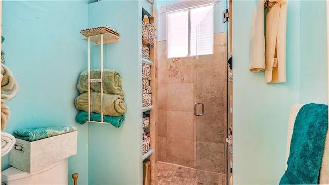 bathroom featuring a shower stall