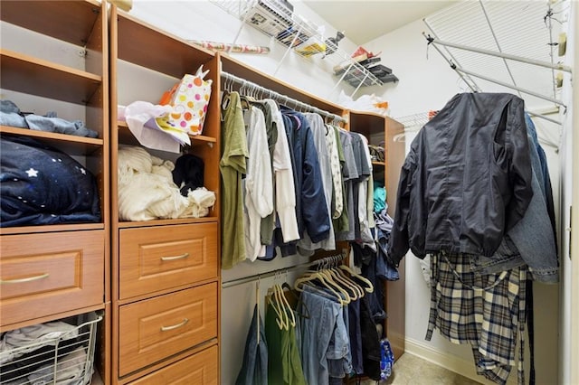 view of walk in closet