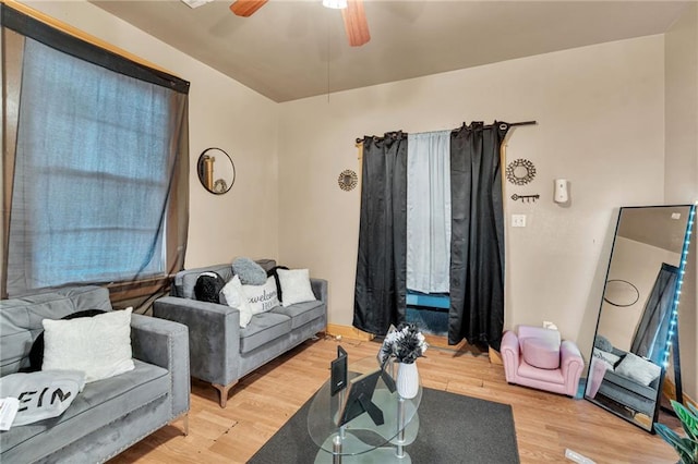 143537 France St, New Orleans, LA 70117 - living room featuring a ceiling fan and light wood finished floors