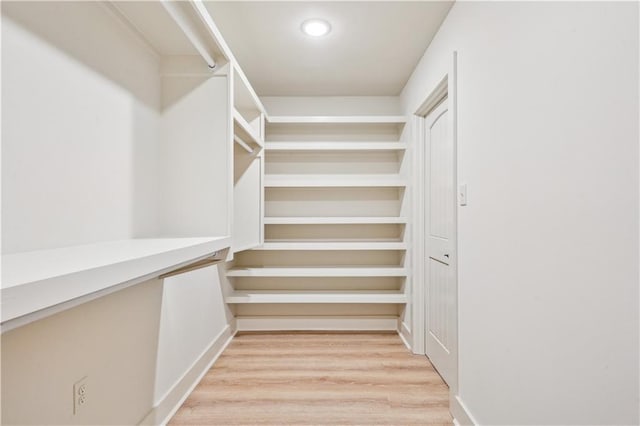 spacious closet featuring light wood-type flooring