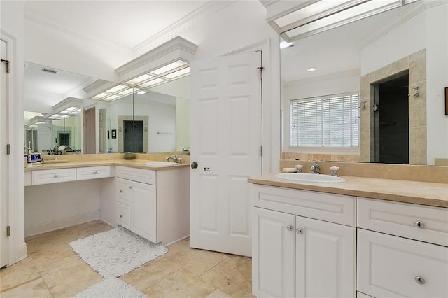 115 Cambridge Dr, Belle Chasse, LA 70037 - full bathroom featuring ornamental molding, visible vents, and vanity