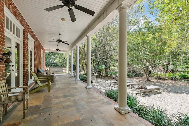 115 Cambridge Dr, Belle Chasse, LA 70037 - view of patio / terrace featuring a ceiling fan and covered porch
