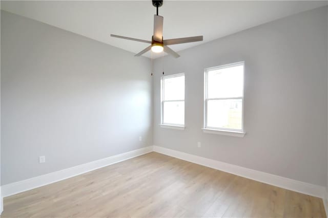 134 Gourgues St, Hahnville, LA 70057 - spare room featuring light wood finished floors, ceiling fan, and baseboards