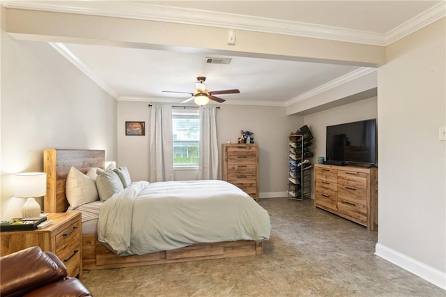 448 Lynnmeade Rd, Gretna, LA 70056 - bedroom with ornamental molding and a ceiling fan