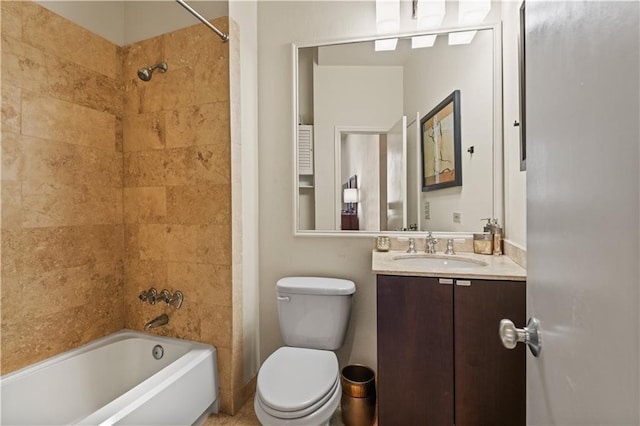 full bathroom featuring shower / bathing tub combination, toilet, and vanity