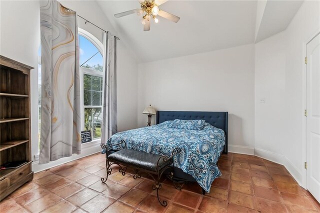 5227 Shady Park Dr, Marrero, LA 70072 - bedroom featuring vaulted ceiling and a ceiling fan