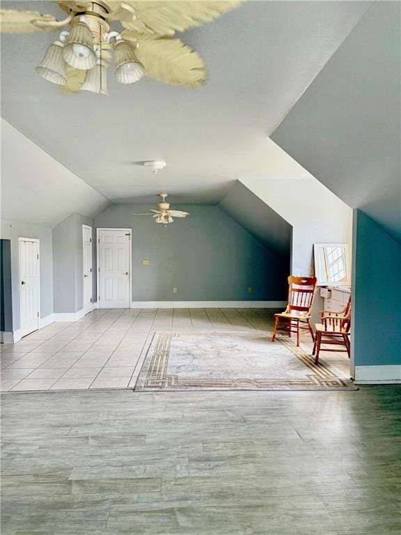 5227 Shady Park Dr, Marrero, LA 70072 - bonus room featuring ceiling fan, lofted ceiling, and wood finished floors