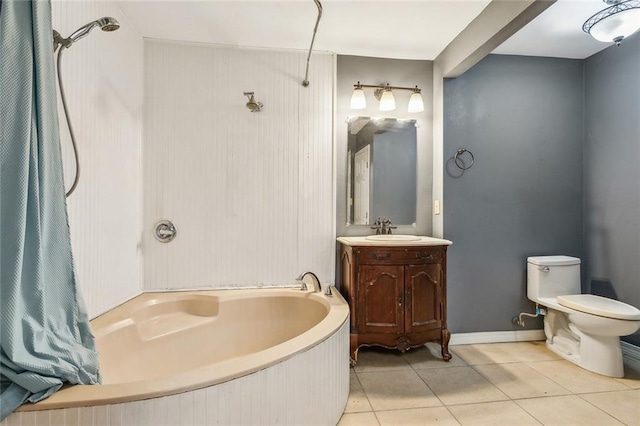 105 Palm Springs Dr, Slidell, LA 70458 - bathroom with tile patterned floors, toilet,  shower combination, baseboards, and vanity
