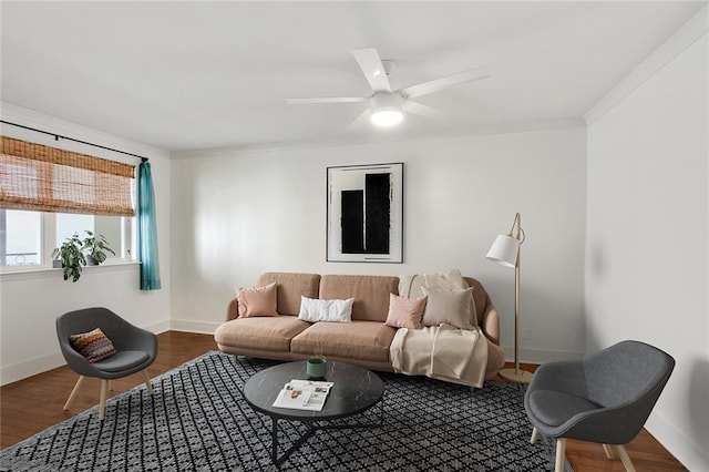 1430 Jackson Ave Unit 302, New Orleans, LA 70130 - living room with dark wood finished floors and a ceiling fan
