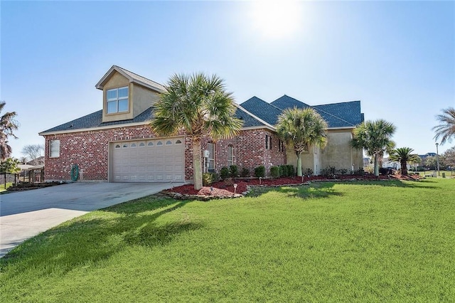 318 Cape Breton Dr, Slidell, LA 70458 - view of front facade featuring concrete driveway, a front lawn, and stucco siding