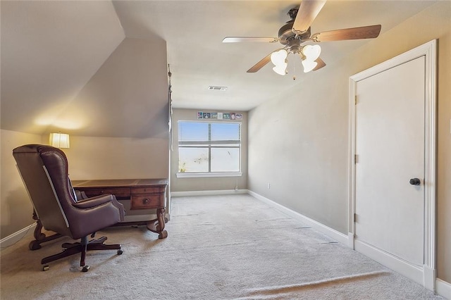 318 Cape Breton Dr, Slidell, LA 70458 - carpeted office space featuring visible vents, baseboards, and a ceiling fan