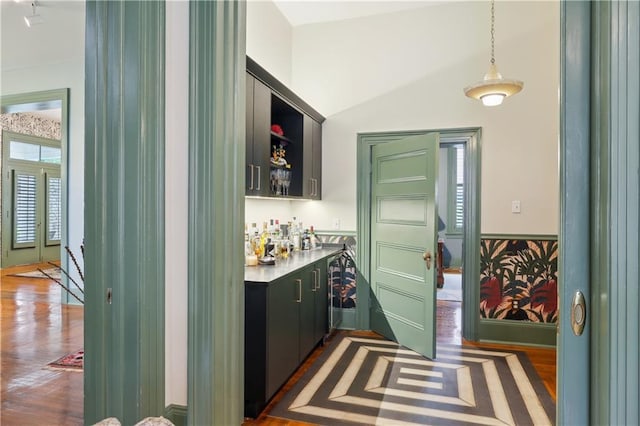 1930 Napoleon Ave, New Orleans, LA 70115 - indoor dry bar with pendant lighting and wood finished floors