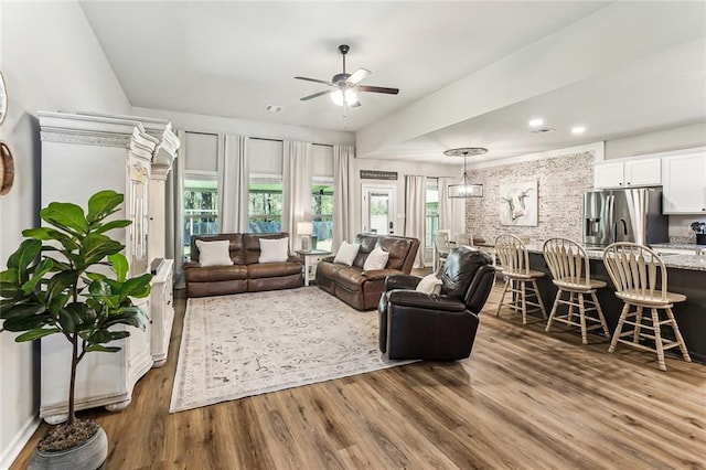 41379 Schafer Dr, Hammond, LA 70403 - living area featuring wood finished floors and a ceiling fan