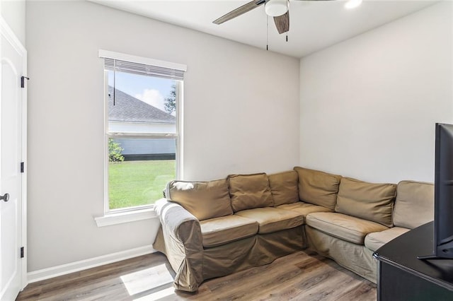 41379 Schafer Dr, Hammond, LA 70403 - living area featuring a ceiling fan and wood finished floors