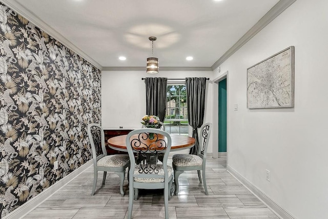 3631 Rue Colette, New Orleans, LA 70131 - dining room with baseboards, ornamental molding, and recessed lighting
