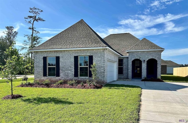25307 Angele Dr, Ponchatoula, LA 70454 - view of front of house with a garage, a shingled roof, brick siding, and concrete driveway