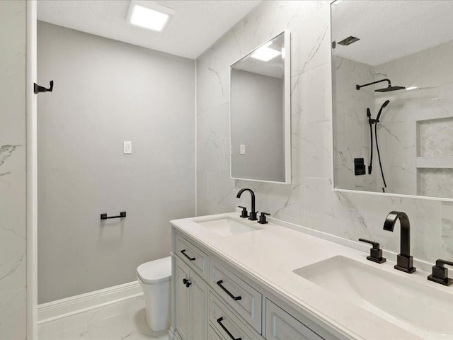 1840 Carol Sue Ave, Terrytown, LA 70056 - bathroom with toilet, marble finish floor, a marble finish shower, and a sink