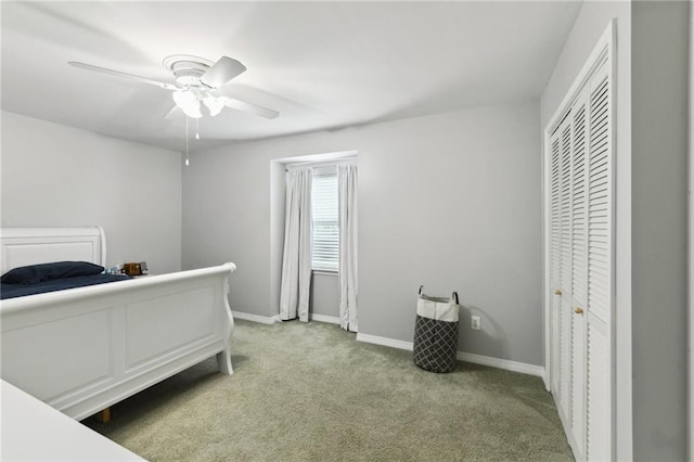 372931 Lilac Ln, Metairie, LA 70001 - bedroom featuring baseboards, a ceiling fan, and light carpet