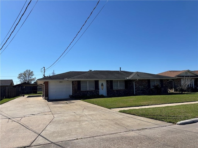 1871 George St, Lutcher, LA 70071 - single story home with a front yard, fence, driveway, an attached garage, and brick siding