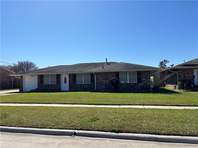 1871 George St, Lutcher, LA 70071 - ranch-style house featuring brick siding, a garage, driveway, and a front lawn