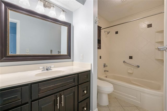 302 Bogie Dr Unit 25D, Slidell, LA 70460 - bathroom featuring vanity,  shower combination, tile patterned flooring, and a textured ceiling