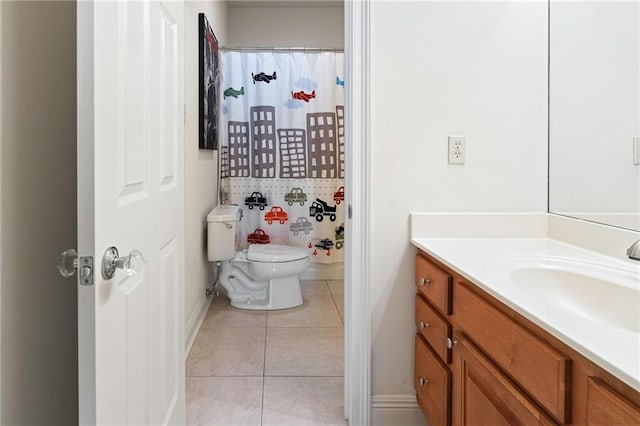 5878 General Haig St, New Orleans, LA 70124 - full bath featuring vanity, tile patterned floors, and curtained shower