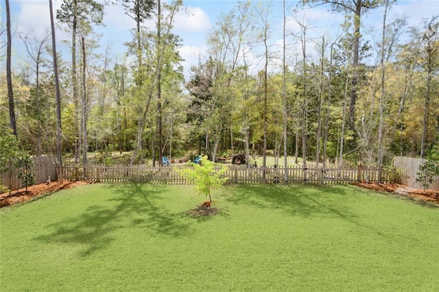 view of yard with a fenced backyard