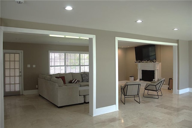 4043 S Pin Oak Ave, New Orleans, LA 70131 - living area with recessed lighting, a fireplace, and baseboards